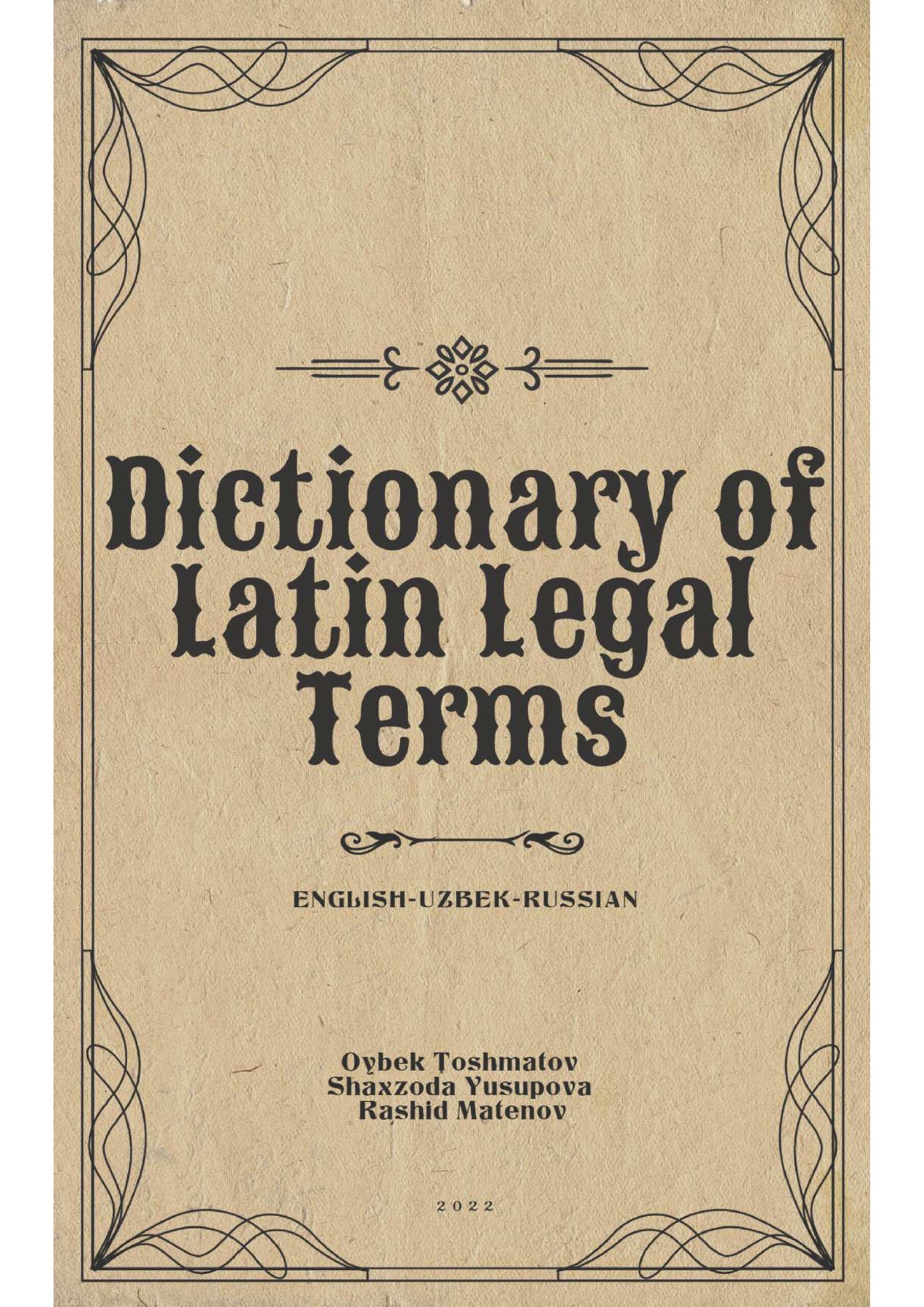 Dictionary of Latin Legal Terms