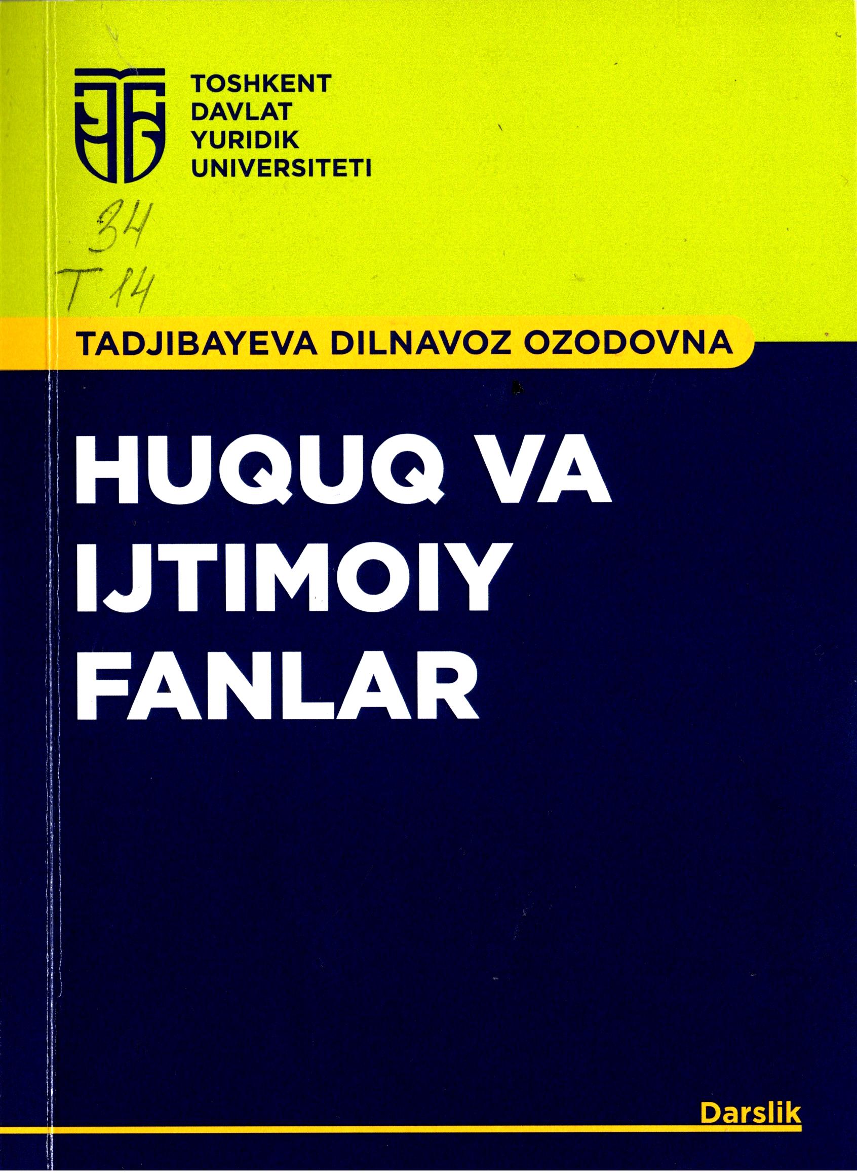 Huquq va ijtimoiy fanlar. Tadjibayeva D. 2023